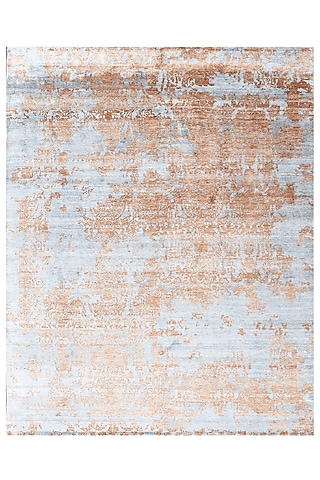 Powder Blue & Beige Hand-Knotted Carpet by Knotty Rugs