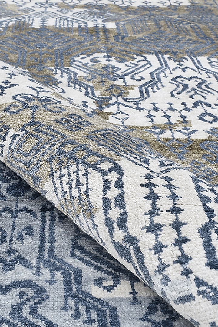 White & Cloudy Blue Hand-Knotted Carpet by Knotty Rugs at Pernia's Pop Up Shop