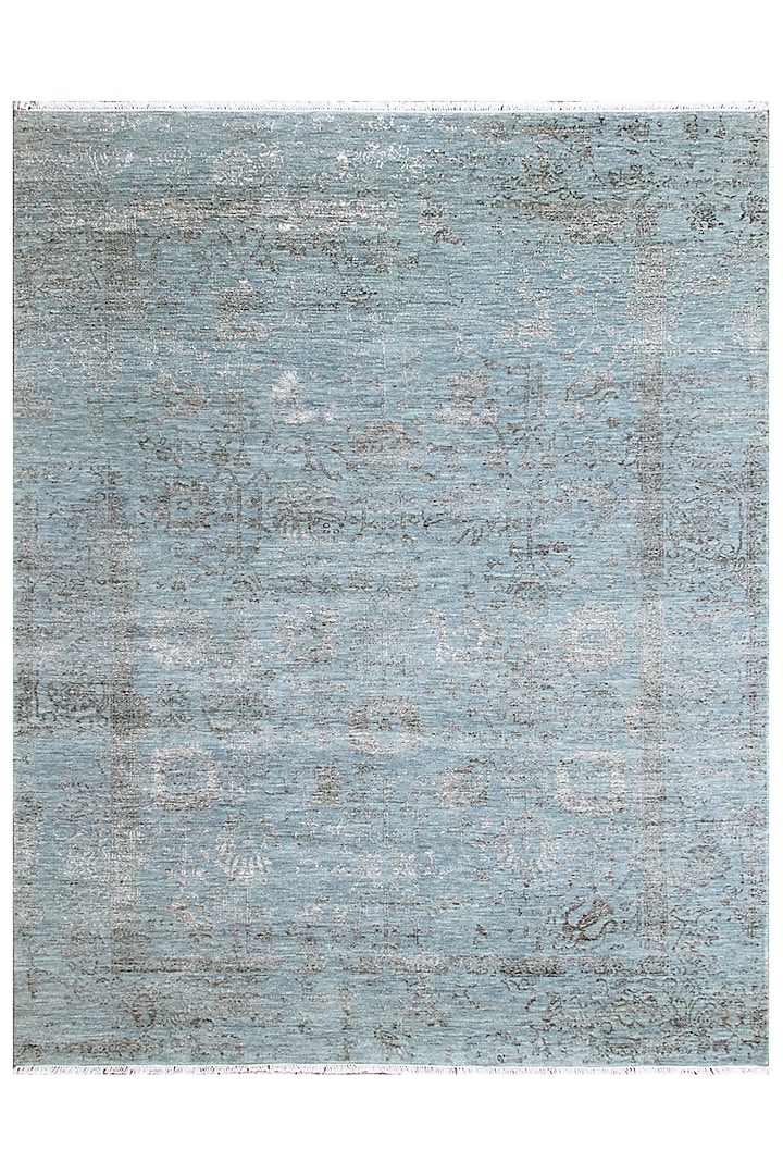 Powder Blue Hand-Knotted Carpet by Knotty Rugs