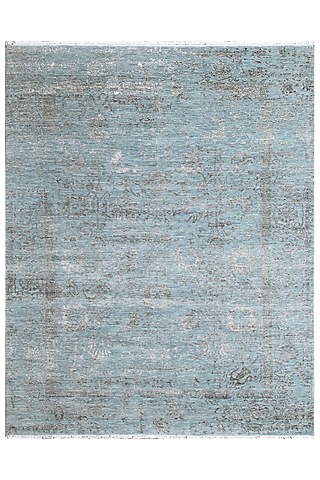 Powder Blue Hand-Knotted Carpet by Knotty Rugs