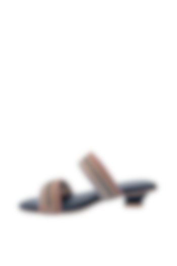 Black Hand Moti Embroidered Block Heels by KANYAADHAN BY DHIRAJAAYUSHI at Pernia's Pop Up Shop