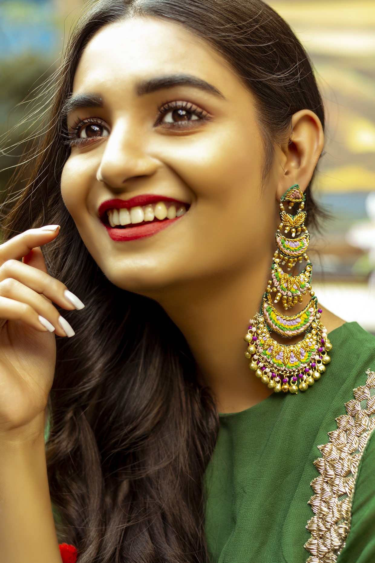Embroidered Metal Earrings