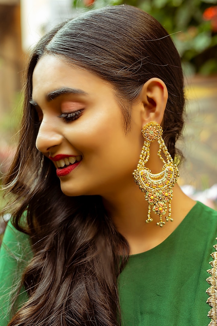 Embroidered Metal Earrings