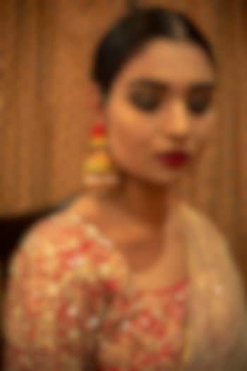Gold Finish Dabka Embroidered Dangler Earrings by KANYAADHAN BY DHIRAJAAYUSHI at Pernia's Pop Up Shop