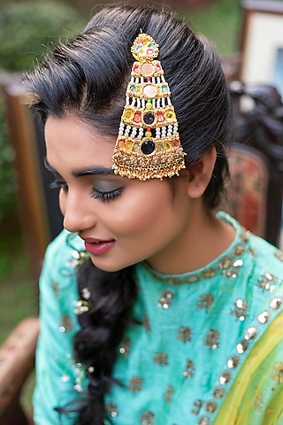 Gold Finish Hand Embroidered Pasa by KANYAADHAN BY DHIRAJAAYUSHI
