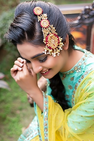 Gold Finish Thread Embroidered Pasa by KANYAADHAN BY DHIRAJAAYUSHI