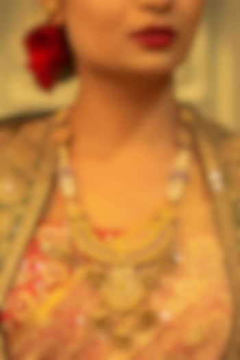 Gold Finish Mirror Embroidered Choker Necklace by KANYAADHAN BY DHIRAJAAYUSHI