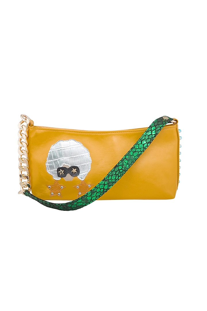 Yellow Handcrafted Shoulder Bag by KNGN