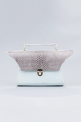 Powder Blue Genuine Leather Handcrafted Handbag by KNGN