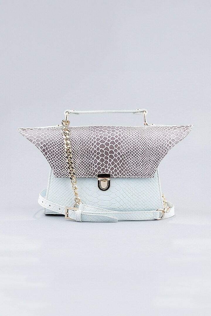 Powder Blue Genuine Leather Handcrafted Handbag by KNGN at Pernia's Pop Up Shop