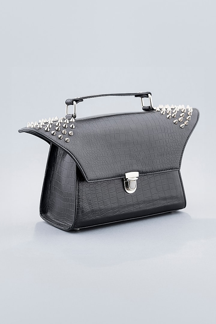 Black Embellished Handcrafted Handbag by KNGN at Pernia's Pop Up Shop
