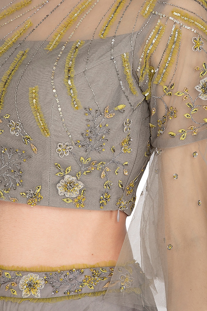 Grey Handkerchief Skirt With Embellished Top by K-ANSHIKA Jaipur at Pernia's Pop Up Shop