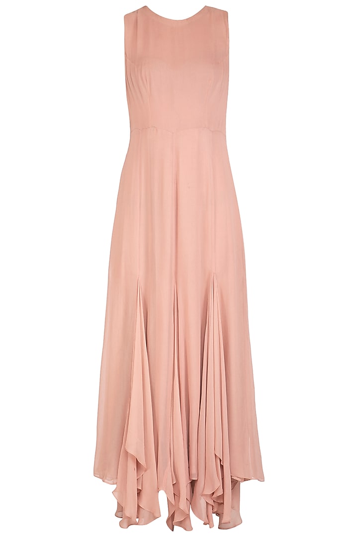 Dusty Peach Asymmetrical Cocktail Dress With Embellished Jacket by K-ANSHIKA Jaipur at Pernia's Pop Up Shop