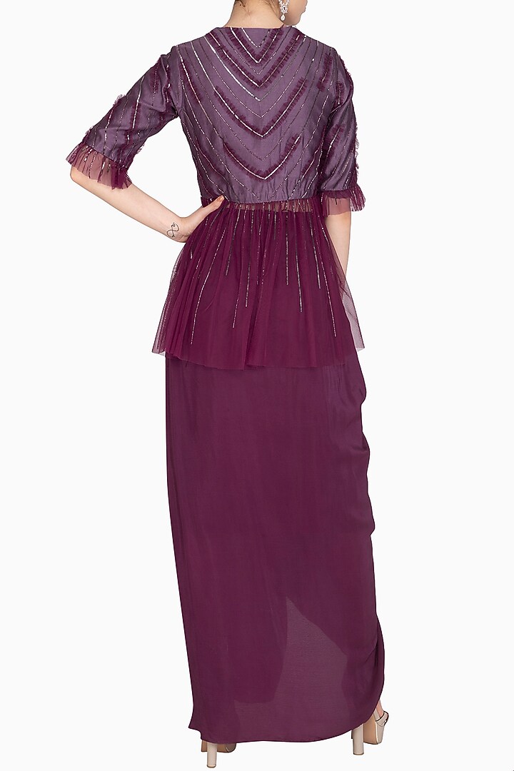 Wine Embroidered Jacket Set by K-ANSHIKA Jaipur at Pernia's Pop Up Shop