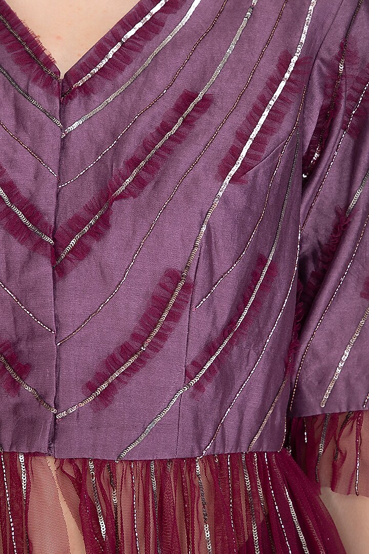 Wine Embroidered Jacket Set by K-ANSHIKA Jaipur at Pernia's Pop Up Shop