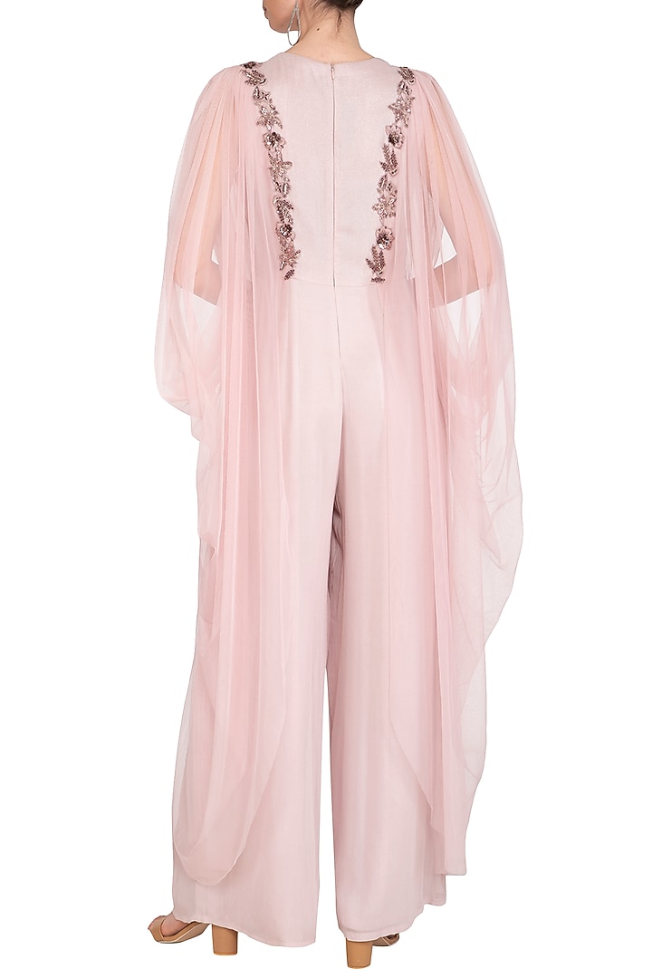 Onion Pink Embroidered jumpsuit With Side Cowl by K-ANSHIKA Jaipur at Pernia's Pop Up Shop