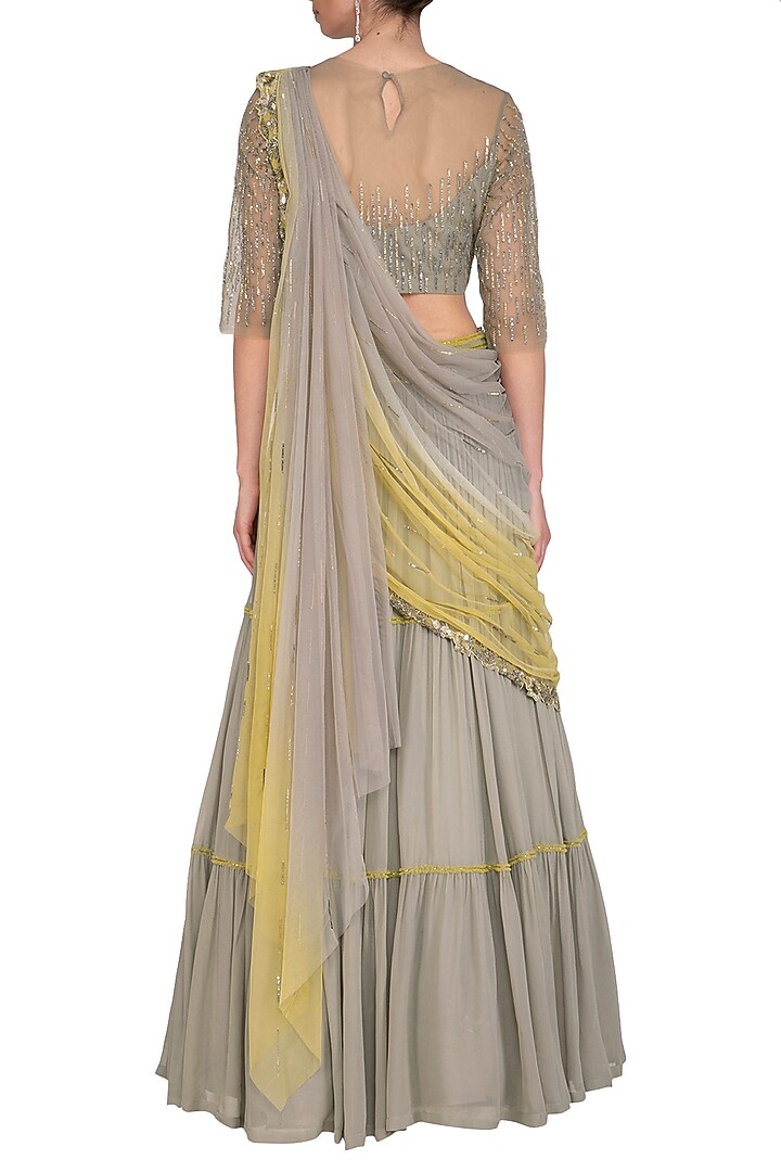 Greyish Beige Embroidered Wedding Lehenga Set by K-ANSHIKA Jaipur at Pernia's Pop Up Shop
