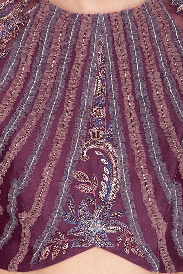 Wine Embroidered Wedding Lehenga Set by K-ANSHIKA Jaipur at Pernia's Pop Up Shop