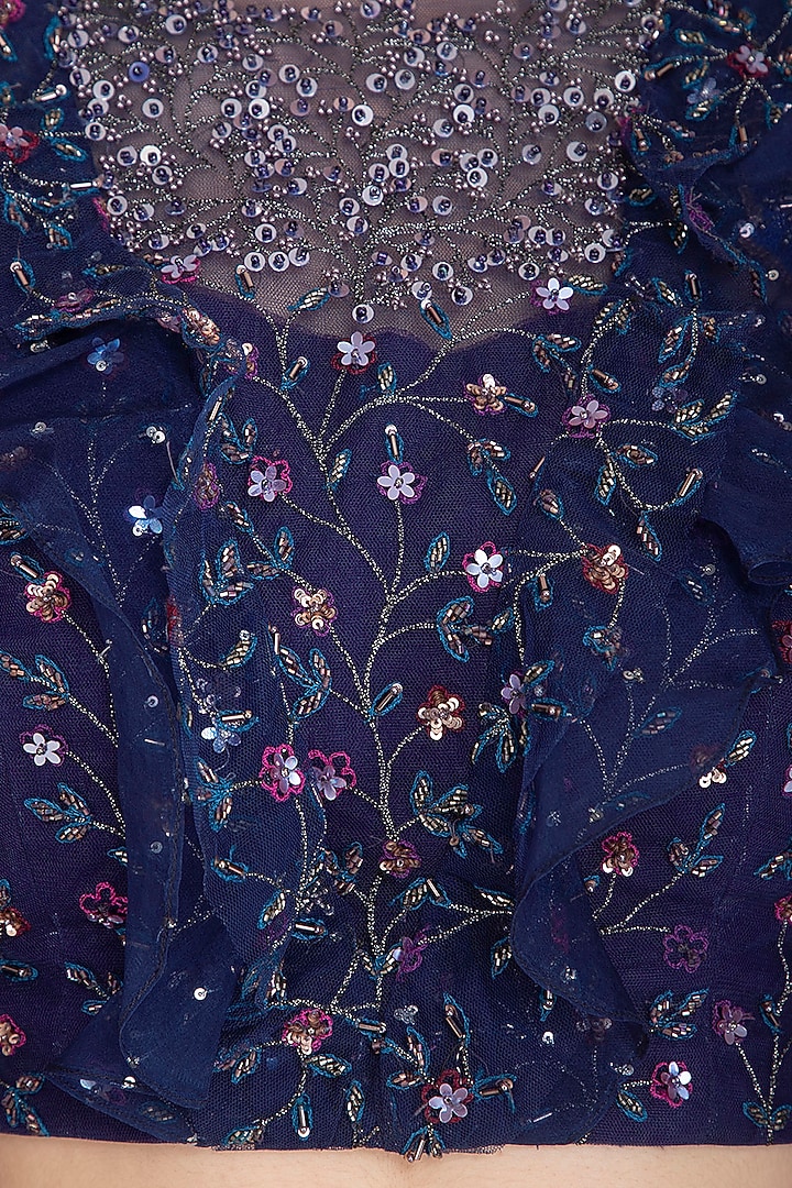Navy Blue Embroidered Wedding Lehenga Set by K-ANSHIKA Jaipur at Pernia's Pop Up Shop