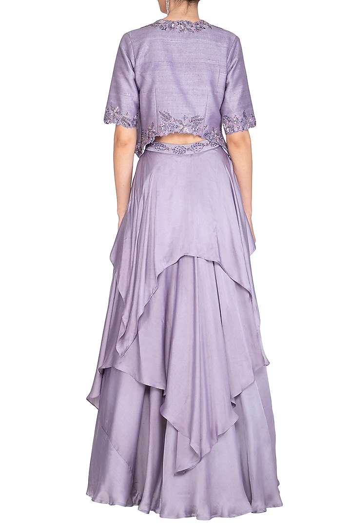 Lilac Embroidered Wedding Lehenga Set With Jacket by K-ANSHIKA Jaipur at Pernia's Pop Up Shop