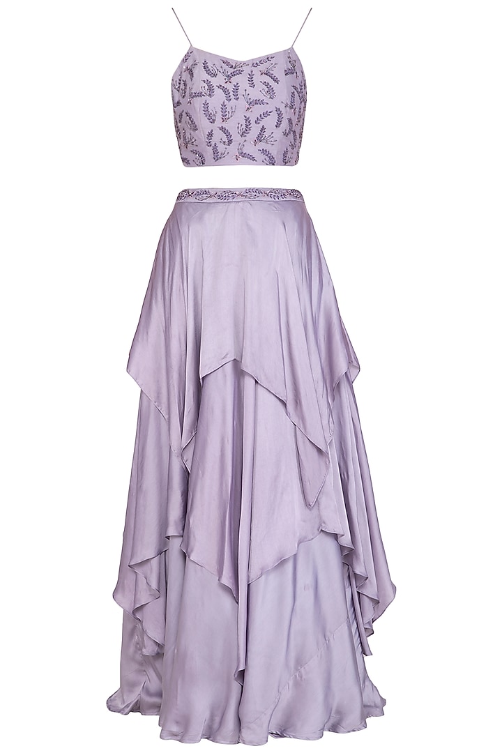Lilac Embroidered Wedding Lehenga Set With Jacket by K-ANSHIKA Jaipur at Pernia's Pop Up Shop