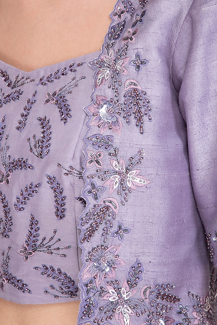 Lilac Embroidered Wedding Lehenga Set With Jacket by K-ANSHIKA Jaipur at Pernia's Pop Up Shop