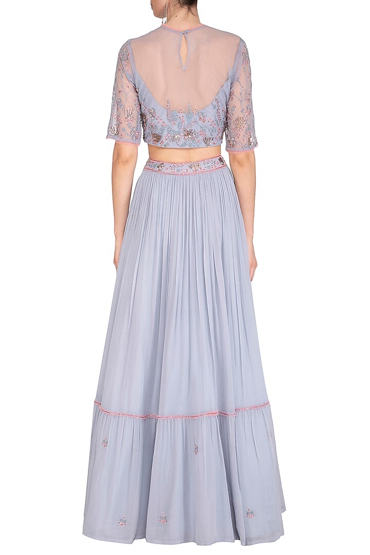 Lilac Embroidered Wedding Lehenga Set by K-ANSHIKA Jaipur at Pernia's Pop Up Shop