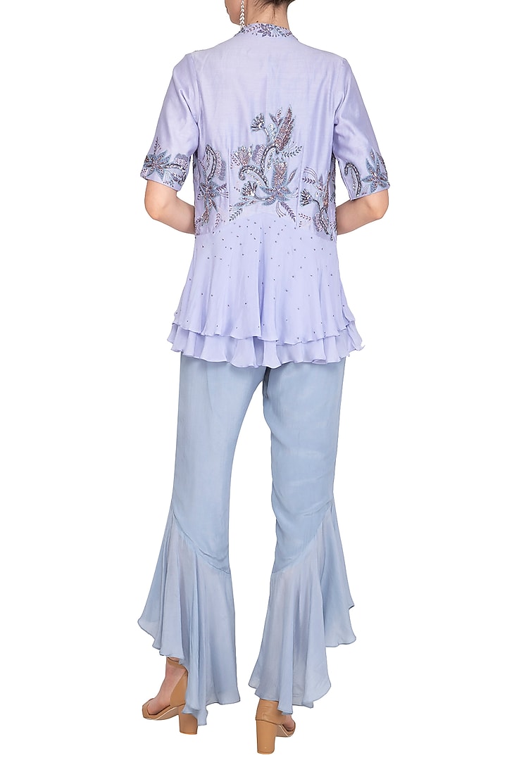 Lilac Embellished Bustier With Layered Jacket & Pants by K-ANSHIKA Jaipur at Pernia's Pop Up Shop