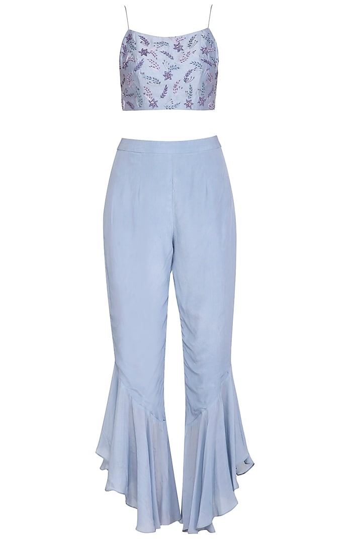 Lilac Embellished Bustier With Layered Jacket & Pants by K-ANSHIKA Jaipur at Pernia's Pop Up Shop