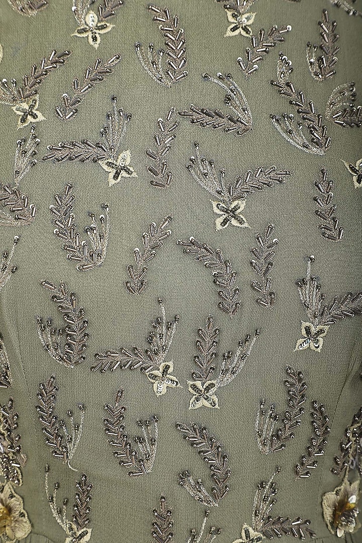 Pistachio green Embroidered Cape Sleeves Jumpsuit by K-ANSHIKA Jaipur at Pernia's Pop Up Shop