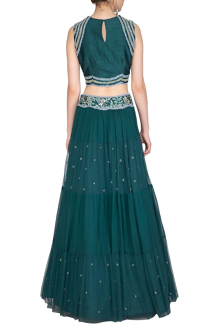Teal Embroidered Wedding Lehenga Set by K-ANSHIKA Jaipur at Pernia's Pop Up Shop