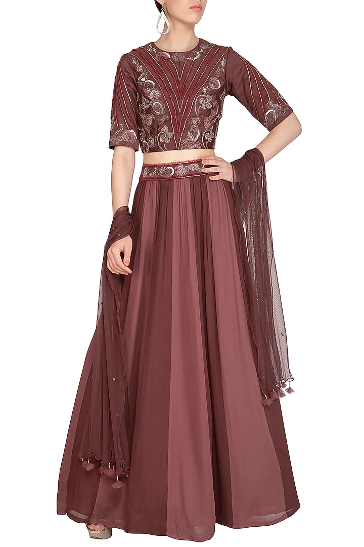 Coffee Brown Embellished Wedding Lehenga Set by K-ANSHIKA Jaipur at Pernia's Pop Up Shop