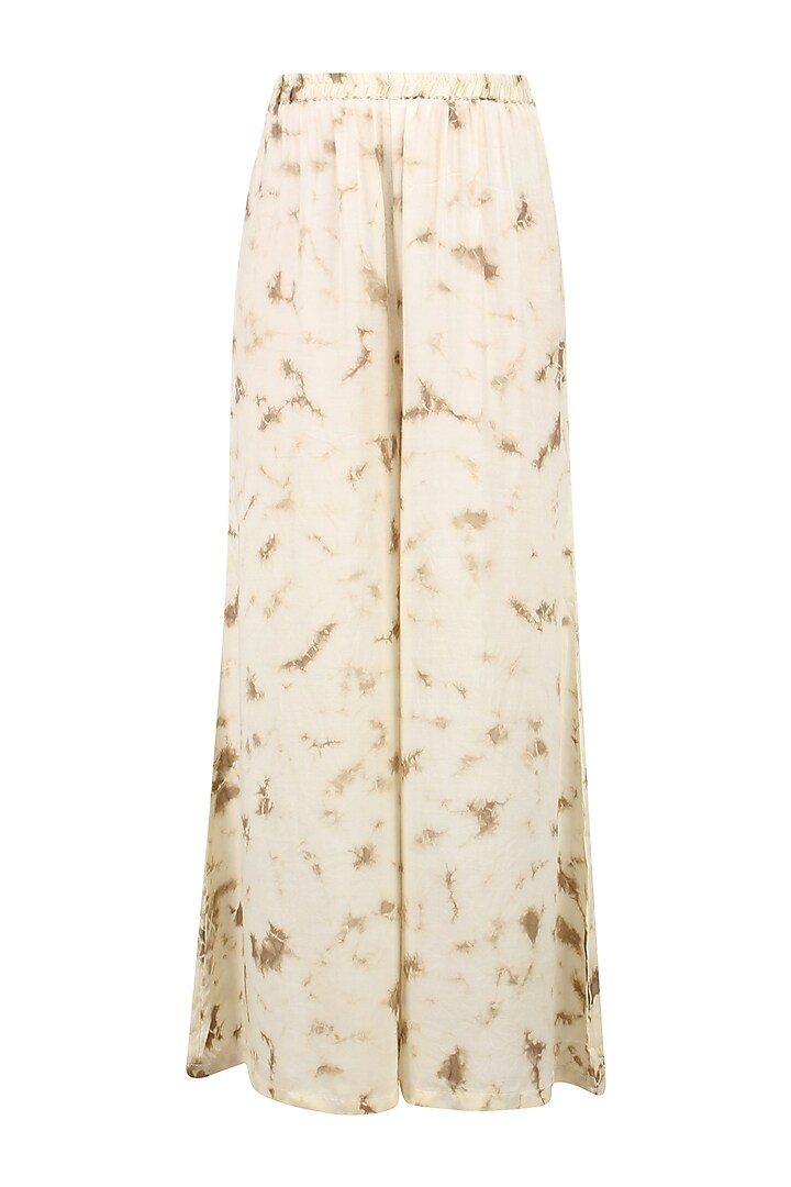 Off white gota patti high low kurta with tye and dye palazzo pants available only at Pernia's Pop Up Shop.