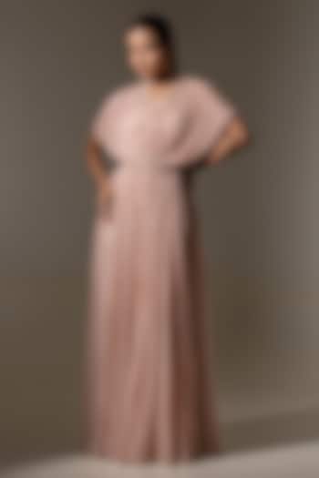 Pink Georgette Embroidered Drape Engagement Gown by K-ANSHIKA Jaipur at Pernia's Pop Up Shop