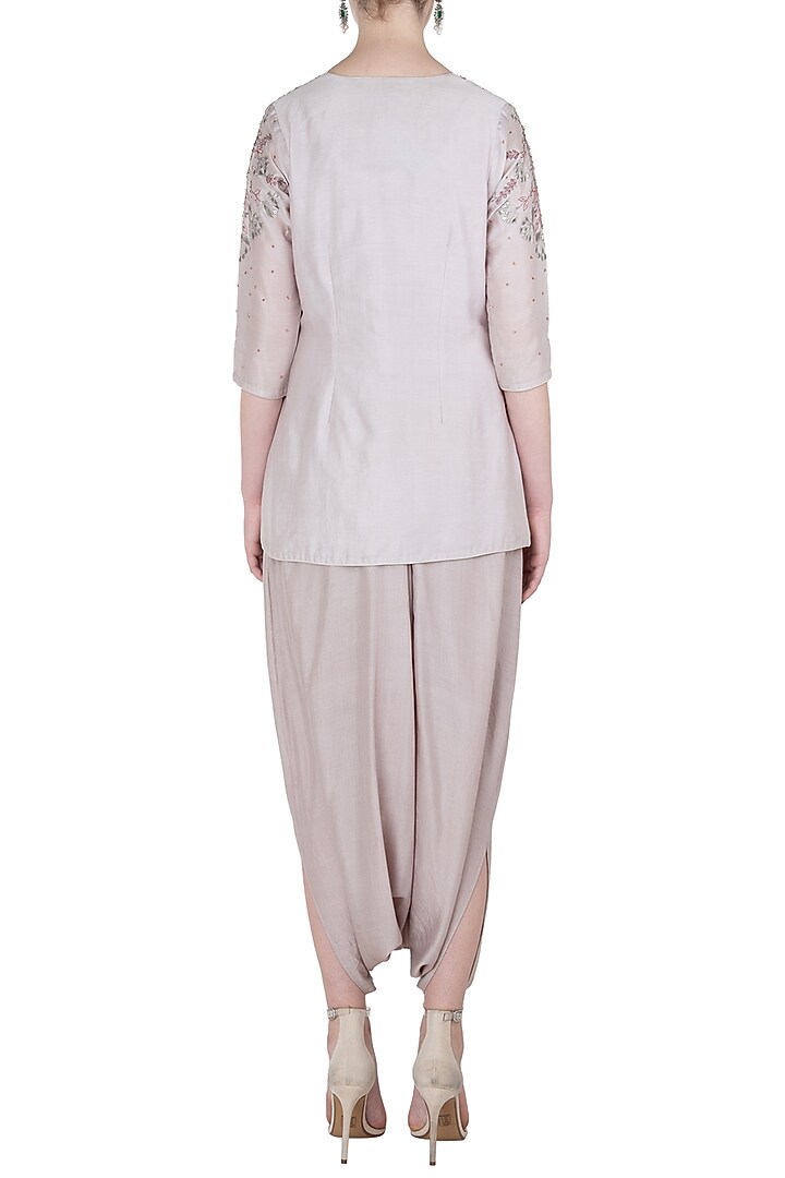 Onion pink embellished dhoti jumpsuit available only at Pernia's Pop Up Shop.