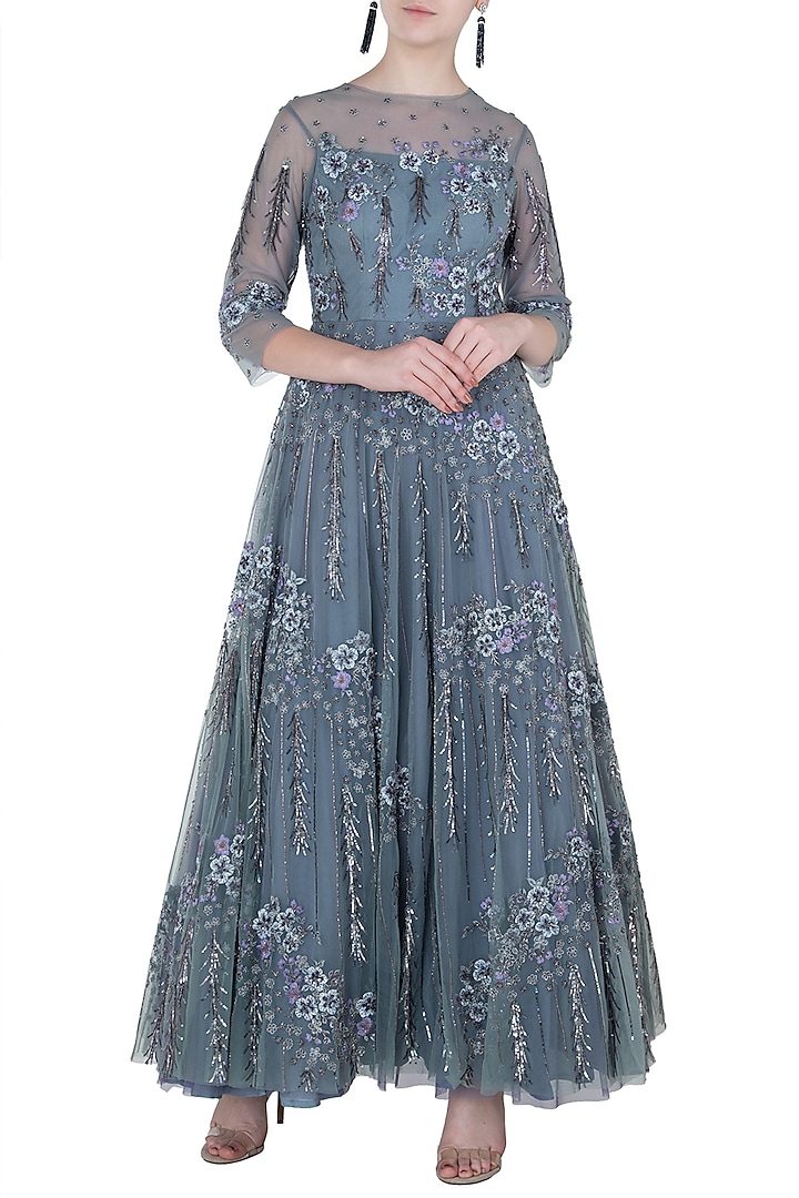 Ice blue asymmetrical embellished gown available only at Pernia's Pop Up Shop.