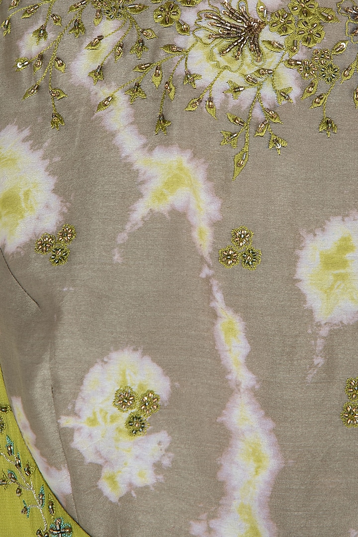 Green embroidered cape top with drape skirt available only at Pernia's Pop Up Shop.