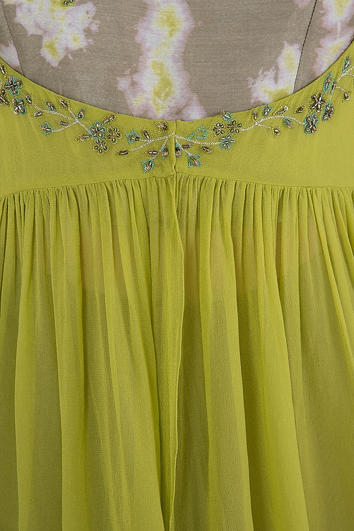 Green embroidered cape top with drape skirt available only at Pernia's Pop Up Shop.