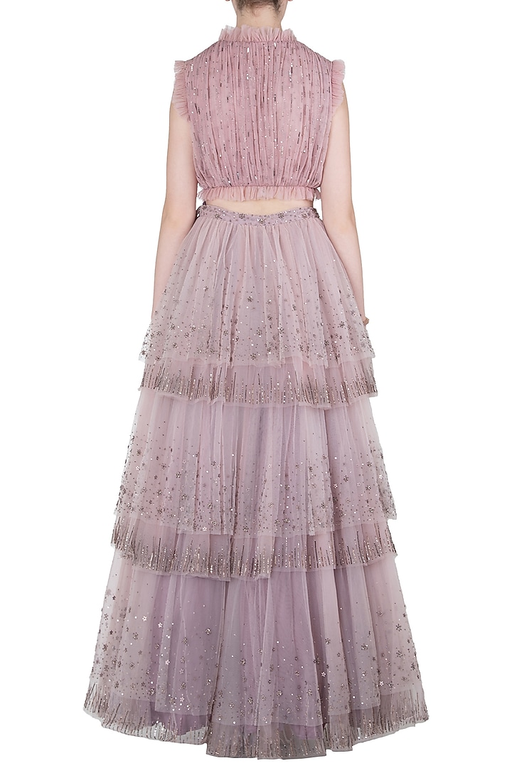 Onion pink embroidered lehenga set available only at Pernia's Pop Up Shop.
