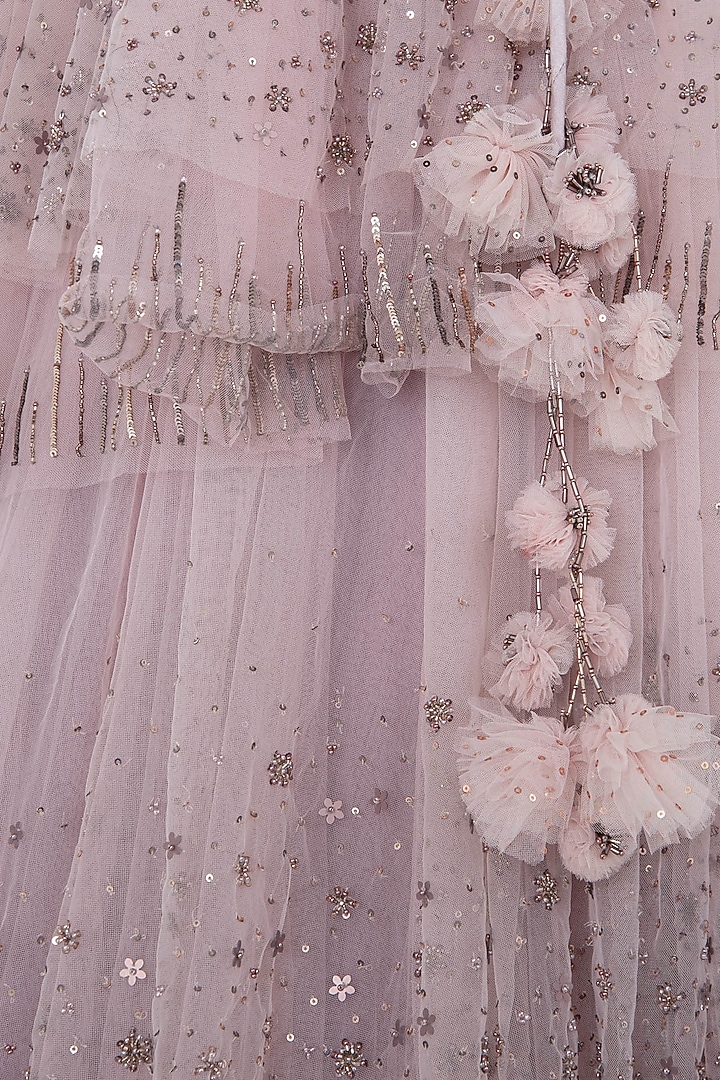 Onion pink embroidered lehenga set available only at Pernia's Pop Up Shop.
