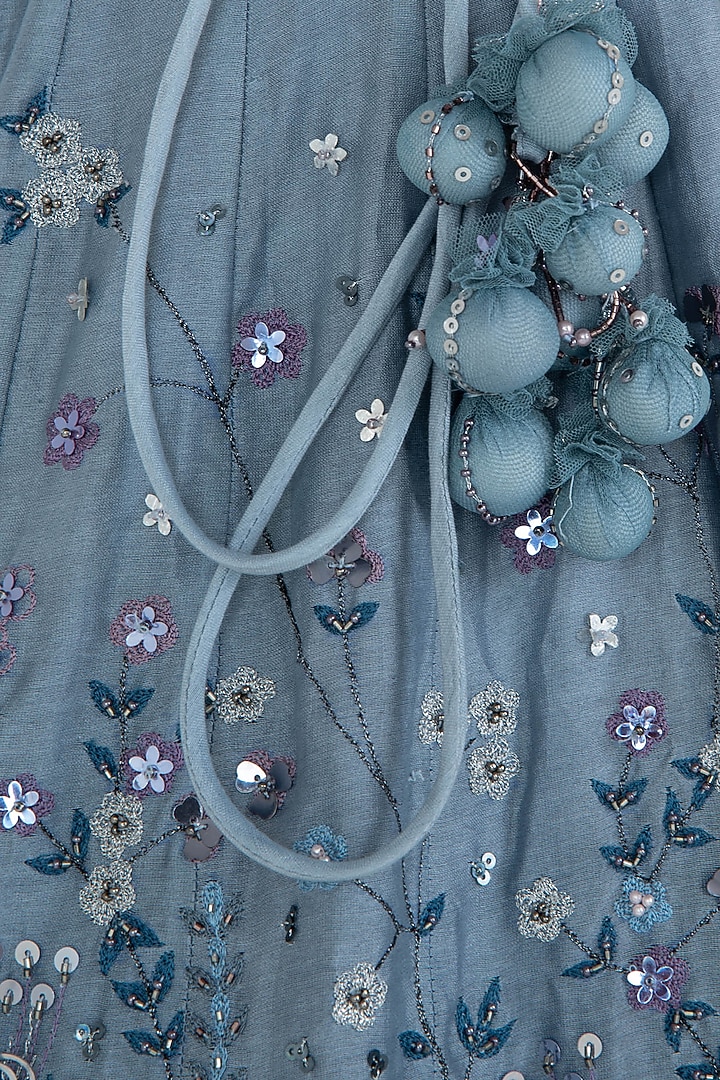 Ice blue embroidered lehenga set available only at Pernia's Pop Up Shop.