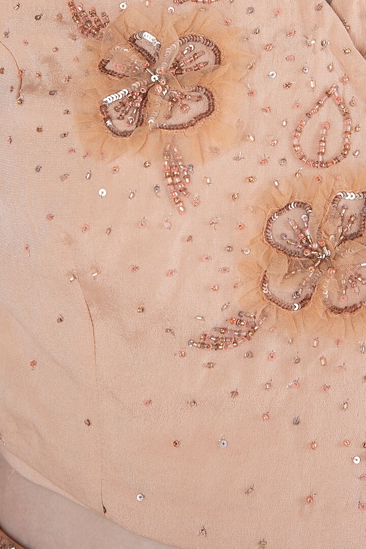Peach embroidered lehenga set available only at Pernia's Pop Up Shop.