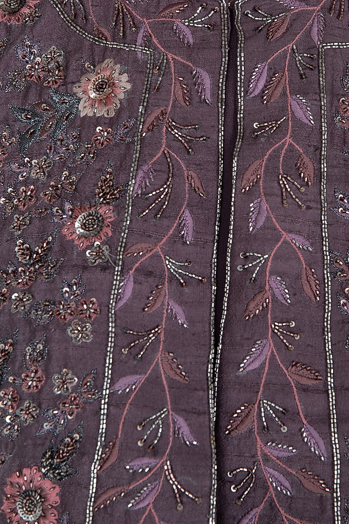 Violet cowl gown with embroidered jacket available only at Pernia's Pop Up Shop.
