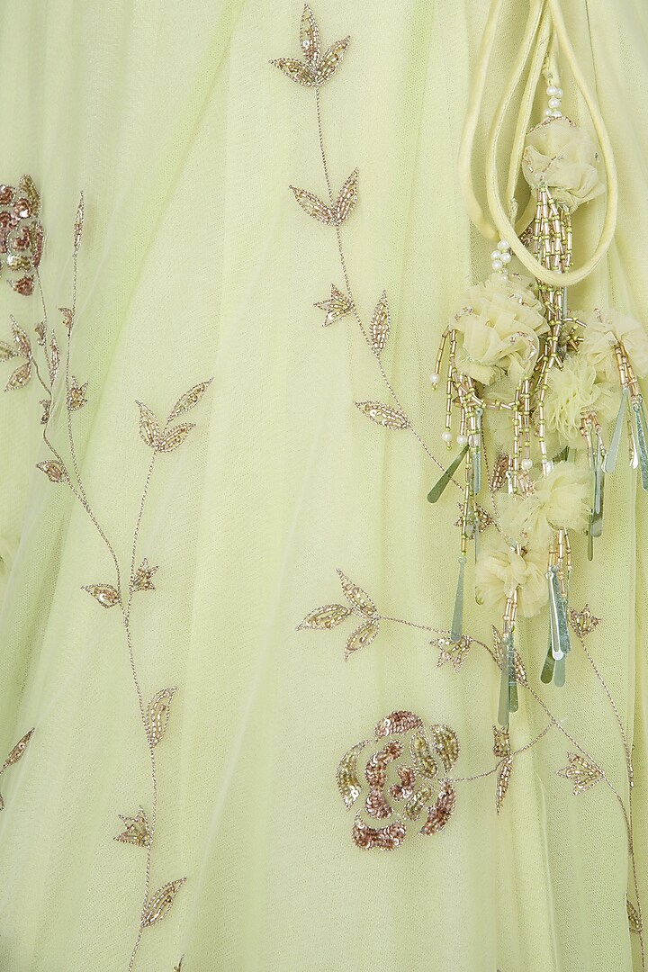 Lime green embroidered lehenga set available only at Pernia's Pop Up Shop.