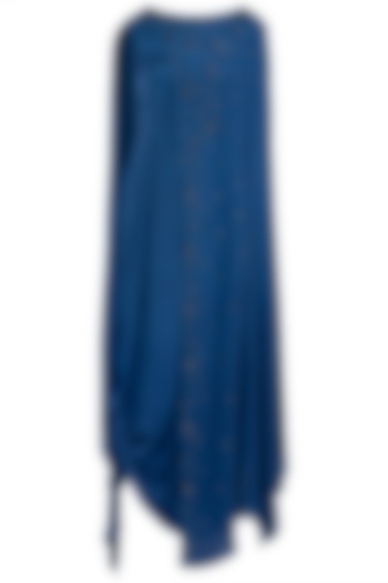 Indigo Blue Embellished Cowl Dress by K-ANSHIKA Jaipur
