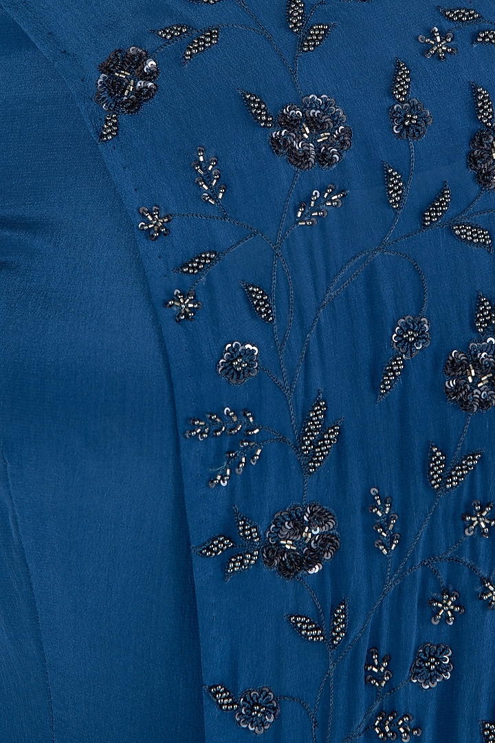 Indigo blue embellished cowl dress available only at Pernia's Pop Up Shop.