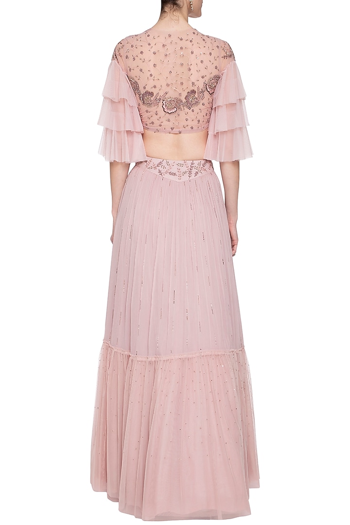 Onion pink embroidered Wedding Lehenga skirt with top by K-ANSHIKA Jaipur at Pernia's Pop Up Shop