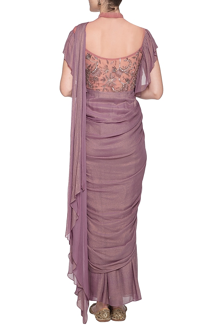 Mauva embroidered Wedding Saree gown by K-ANSHIKA Jaipur at Pernia's Pop Up Shop