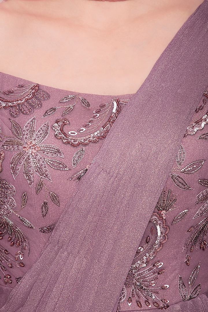 Mauva embroidered Wedding Saree gown by K-ANSHIKA Jaipur at Pernia's Pop Up Shop