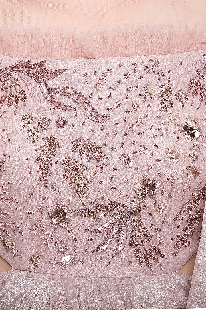 Onion pink embroidered Wedding Saree gown by K-ANSHIKA Jaipur at Pernia's Pop Up Shop